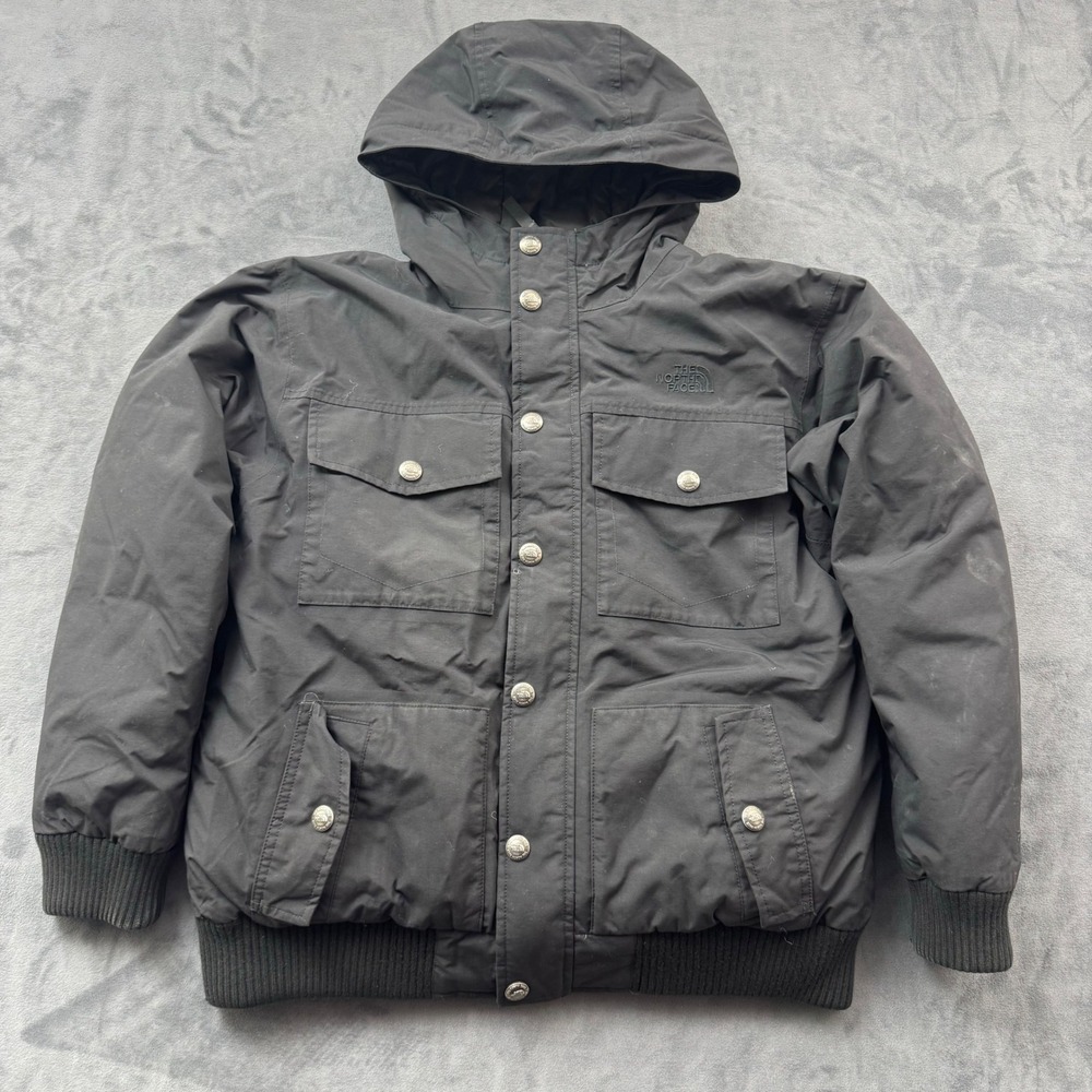 The North Face Boys Gotham Down Jacket Black DryVent 550 Fill Hooded Large 14/16